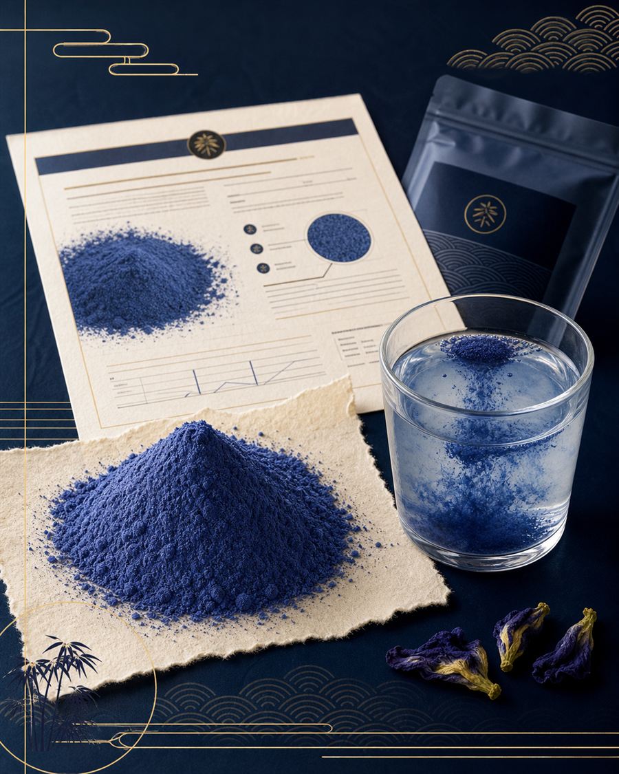 Blue powder texture and document review