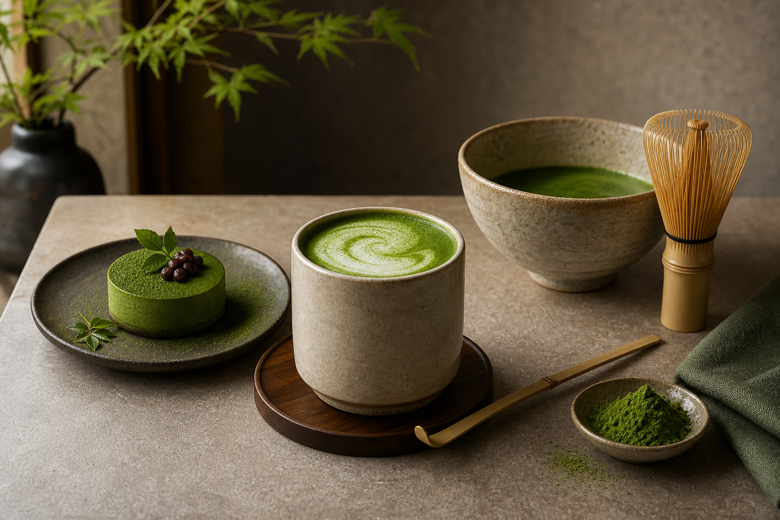 Ohmi Matcha latte prepared for modern cafe menu development