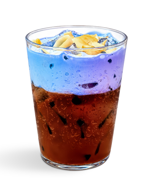 Colorful butterfly pea latte, style 2