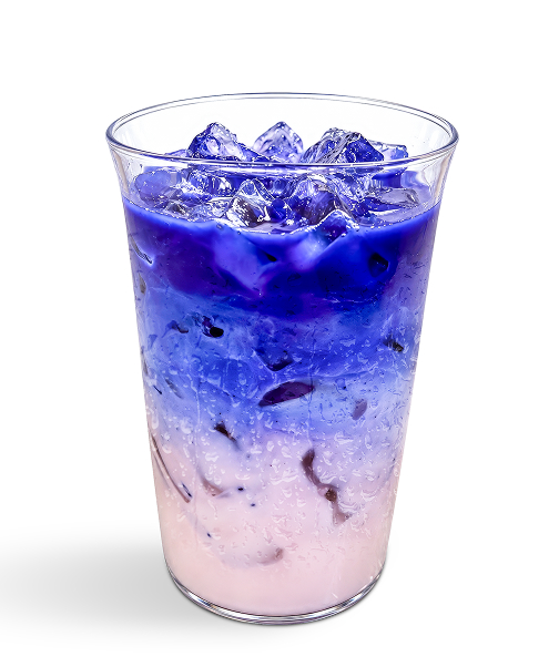 Colorful butterfly pea latte, style 3