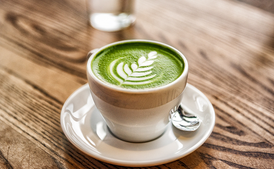 Matcha latte with latte art